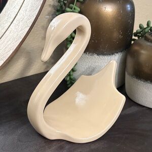Ceramic Swan Trinket Dish in Beige